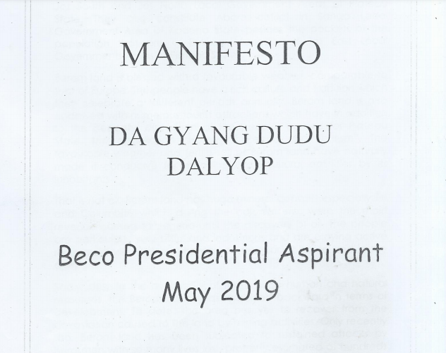 Read more about the article BECO Presidential Manifesto, May 2019